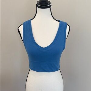 Blue Women's V-Neck Crop Top